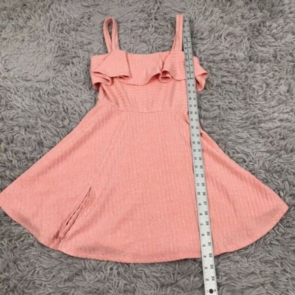 NBD Revolve Dress NWT Ribbed Peach orange Mini Ruffle S feminine summer pastel - Picture 5 of 6